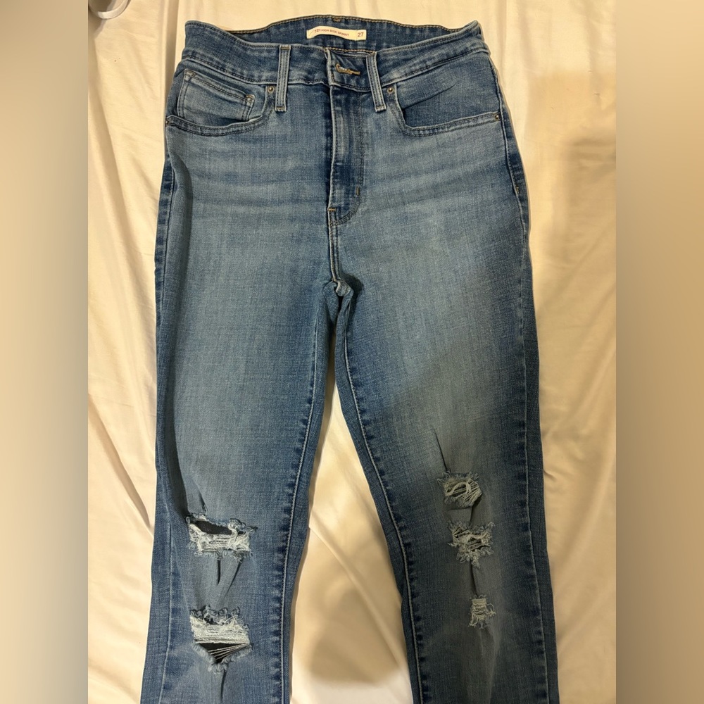 Blue skinny jeans!